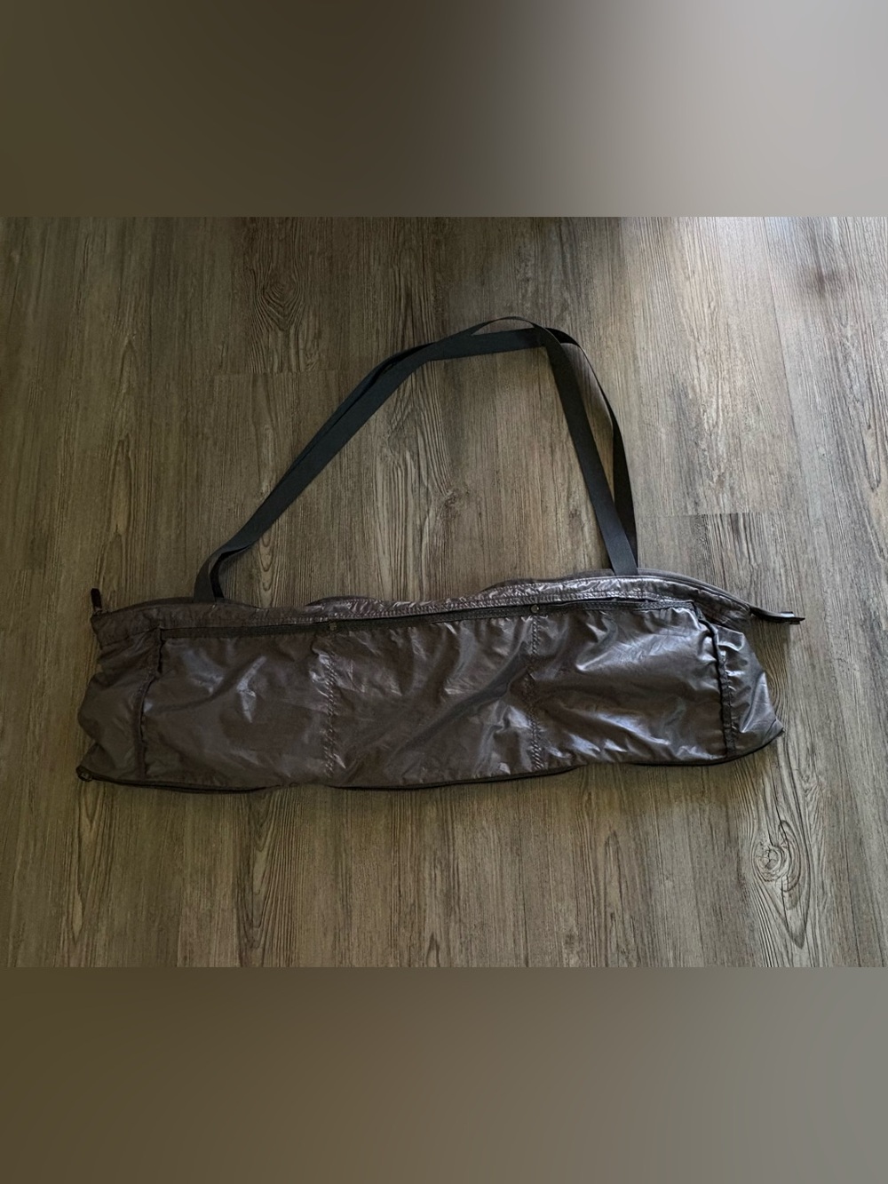 LOLE YOGA MAT BAG UNZIPS TO CONVERT TO GYM BAG GRAY SHOULDER STRAPS CARRY LIGHT